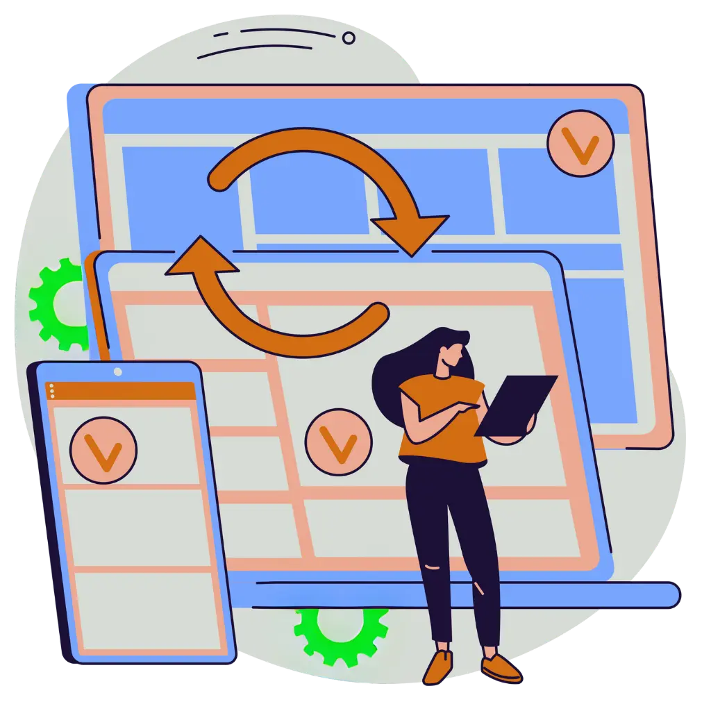 Laptop, tablet, and phone