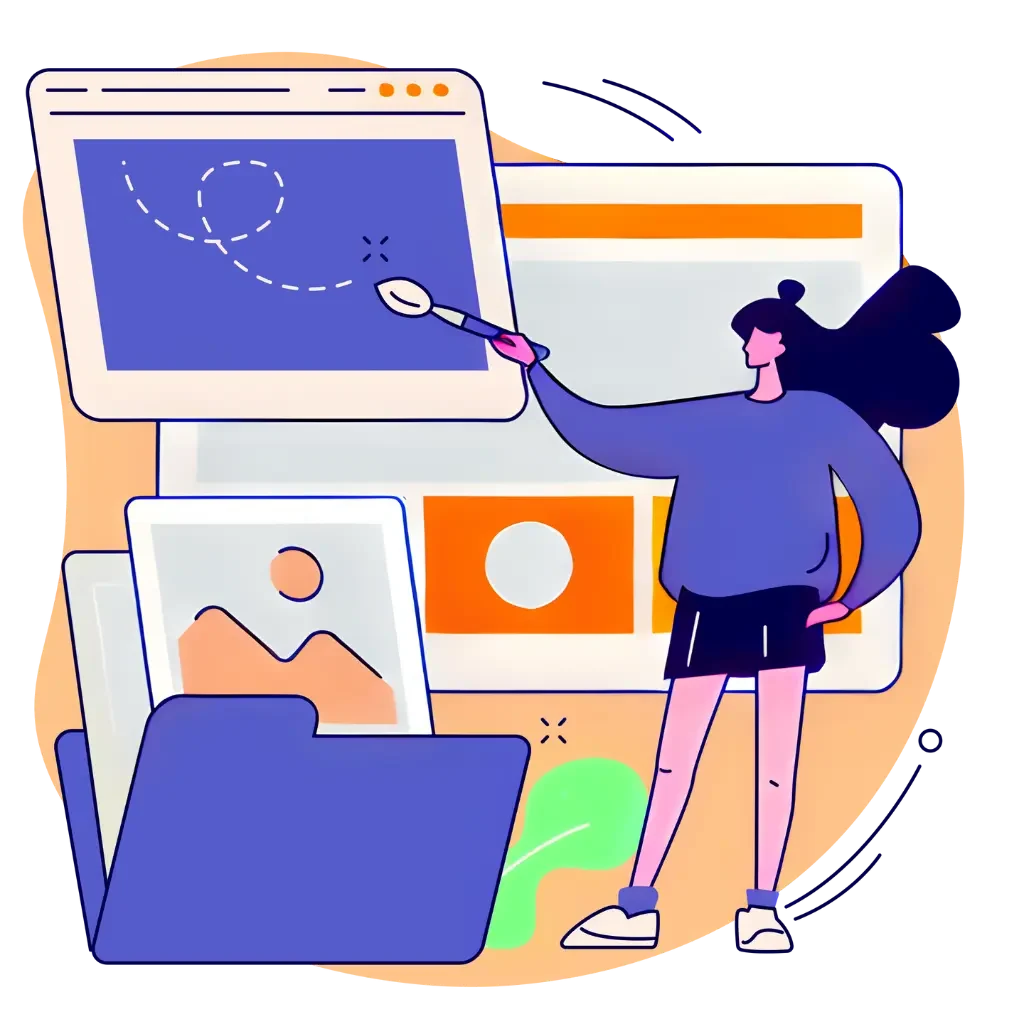 Female designer drawing on a tablet with a stylus